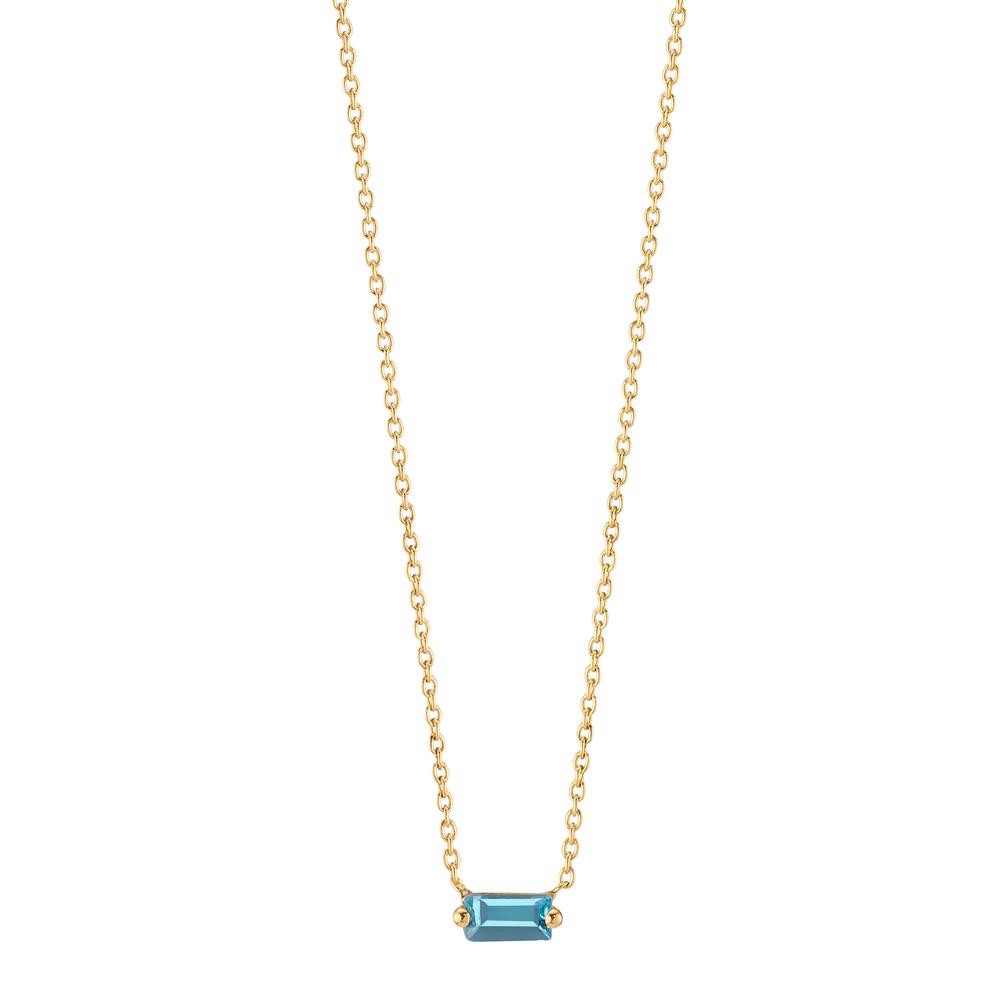 Collier 585/14 krt geel goud Topaas blauw, 0.15 ct 39-42 cm