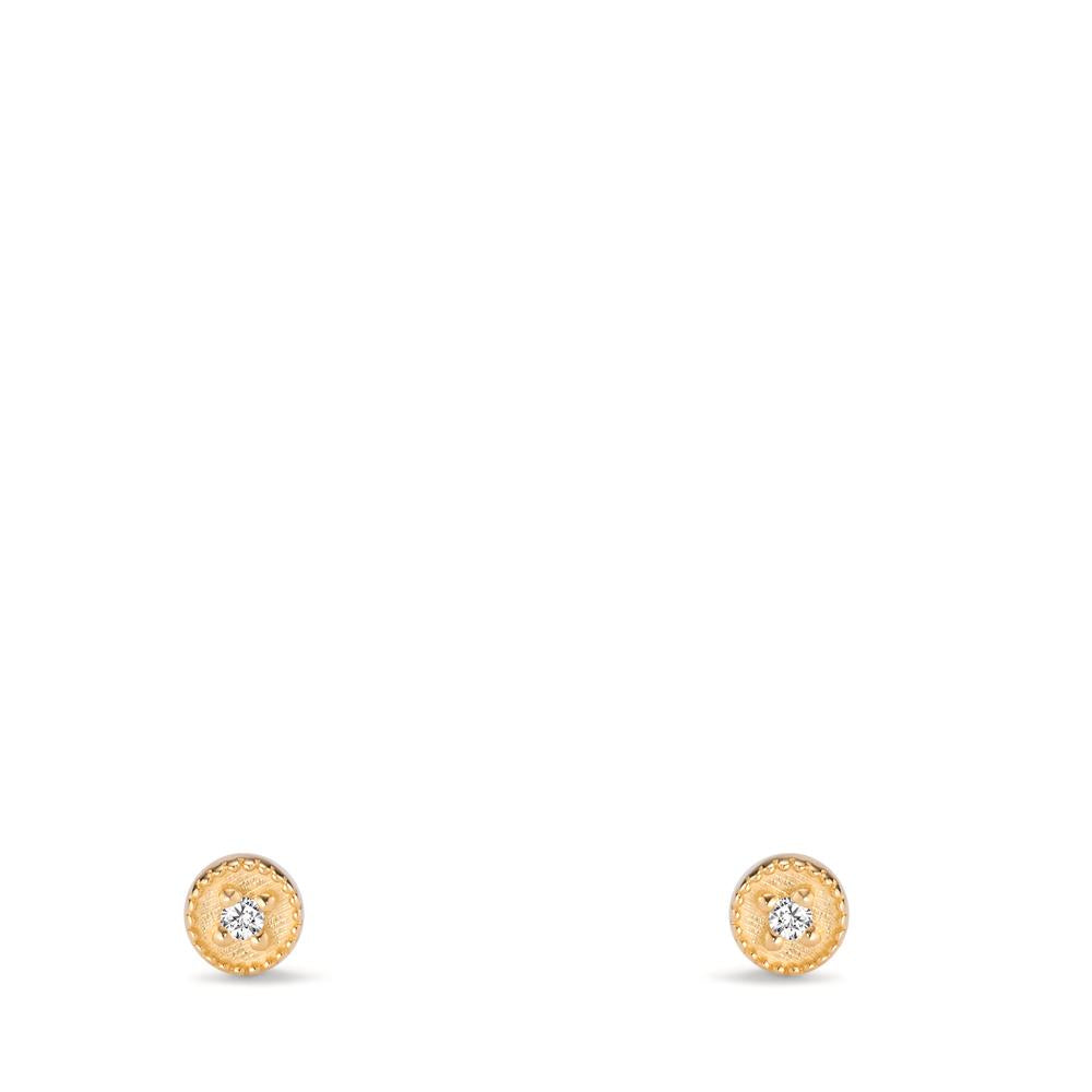 Oorknoppen 585/14 krt geel goud Diamant 0.016 ct, 2 Steen, w-si Ø3.5 mm