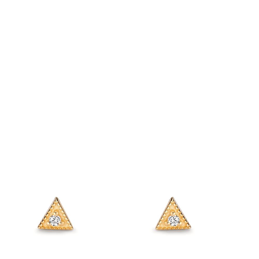 Clous d'oreilles Or jaune 14K Diamant 0.016 ct, 2 Pierres, w-si Ø3.5 mm