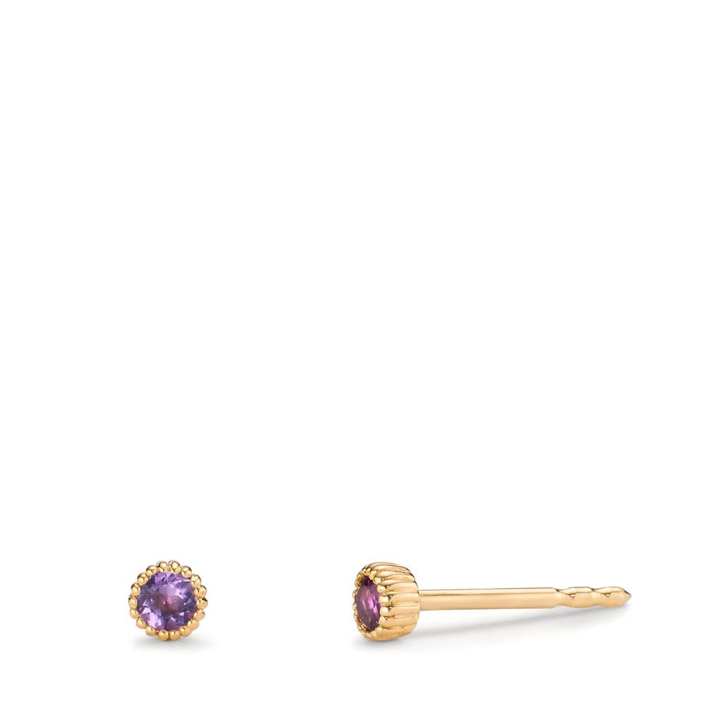 Clous d'oreilles Or jaune 14K Améthyste 0.12 ct, 2 Pierres Ø3 mm