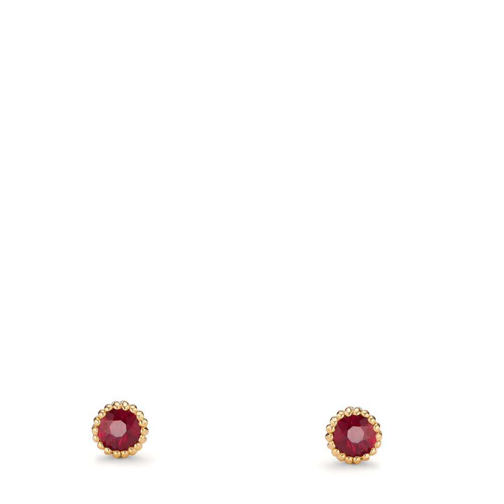 Clous d'oreilles Or jaune 14K Rubis 0.15 ct, 2 Pierres Ø3 mm