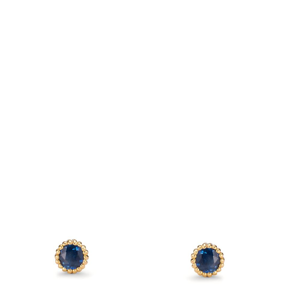 Clous d'oreilles Or jaune 14K Saphir 0.15 ct, 2 Pierres Ø3 mm