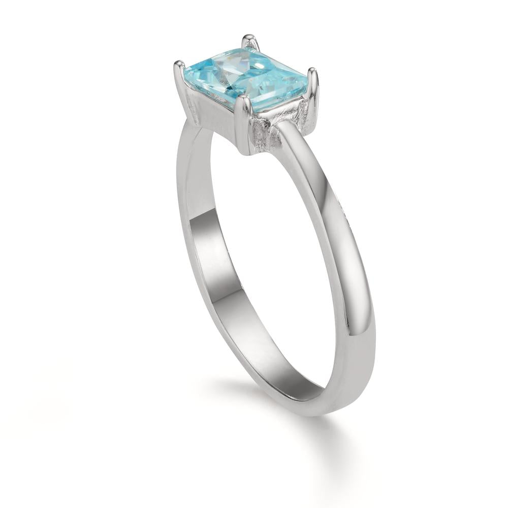 Fingerring Silber Zirkonia aqua rhodiniert