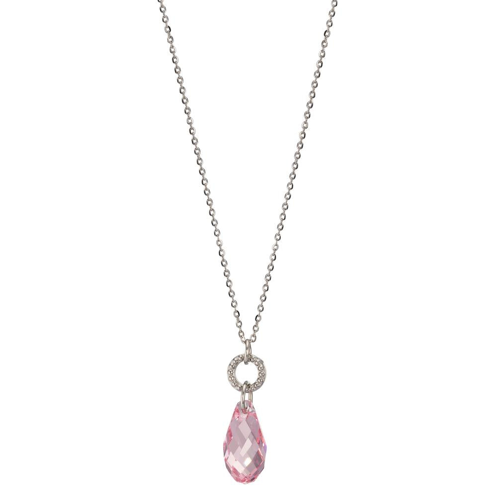 Collier Acier inoxydable Zircone rose 43-47 cm