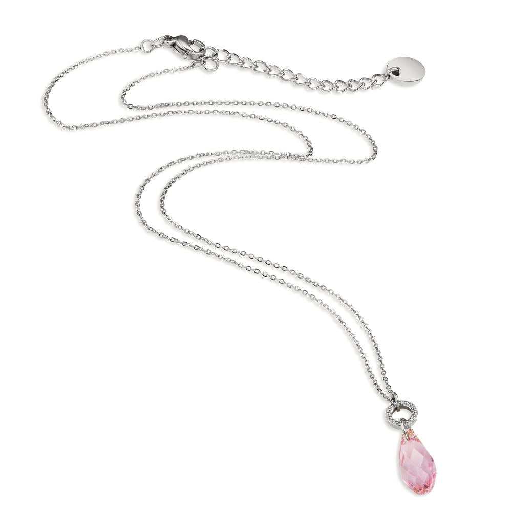 Collier Acier inoxydable Zircone rose 43-47 cm