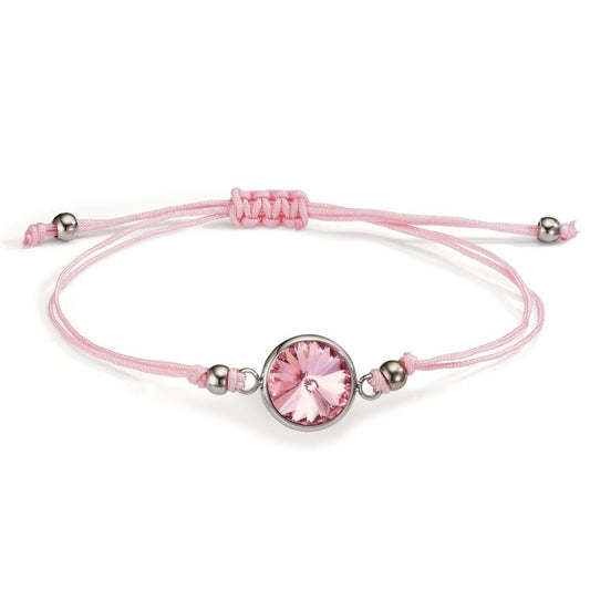 Bracelet Acier inoxydable, Tissu Zircone rose 14-21 cm