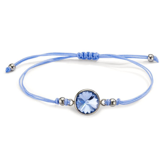 Bracelet Acier inoxydable, Tissu Zircone bleu clair 14-21 cm