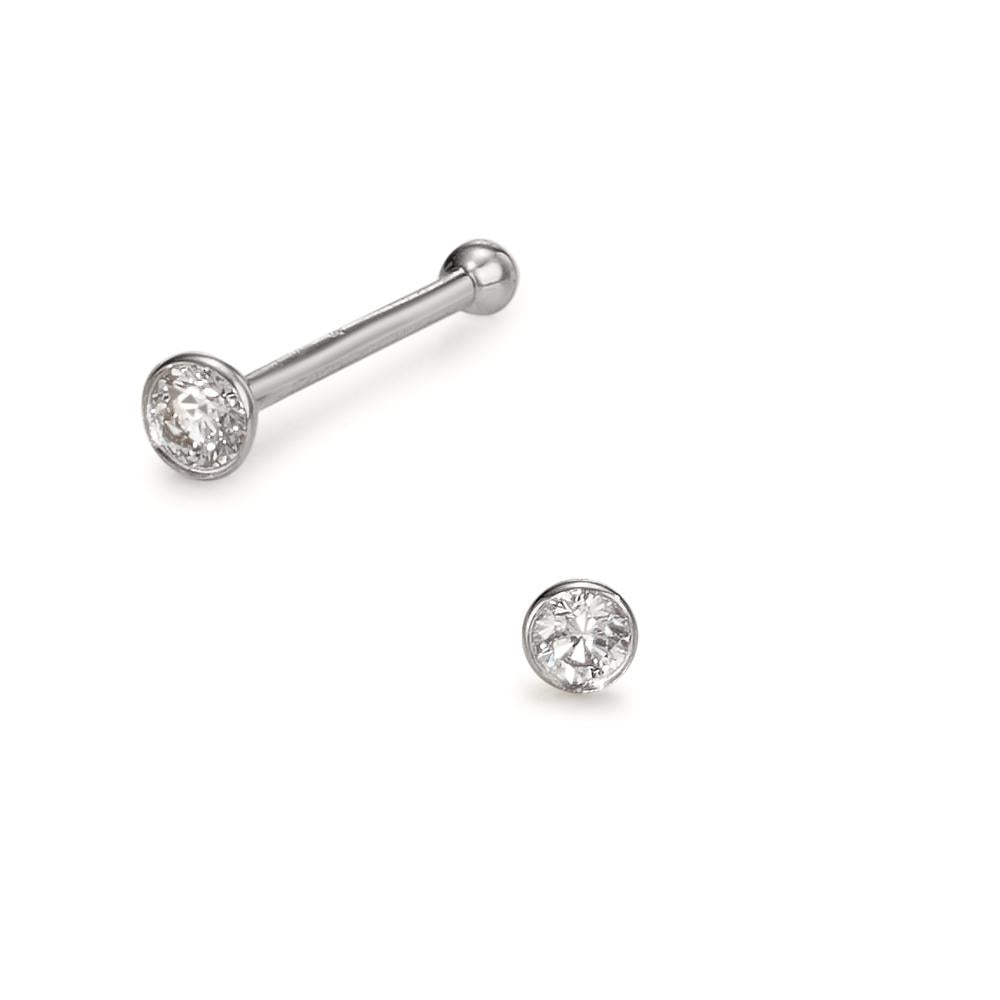 Nasenstecker 750/18 K Weissgold Diamant 0.035 ct, w-si Ø2.5 mm