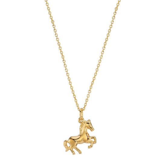 Collier met hanger 375/9 krt geel goud Paard 36-38 cm