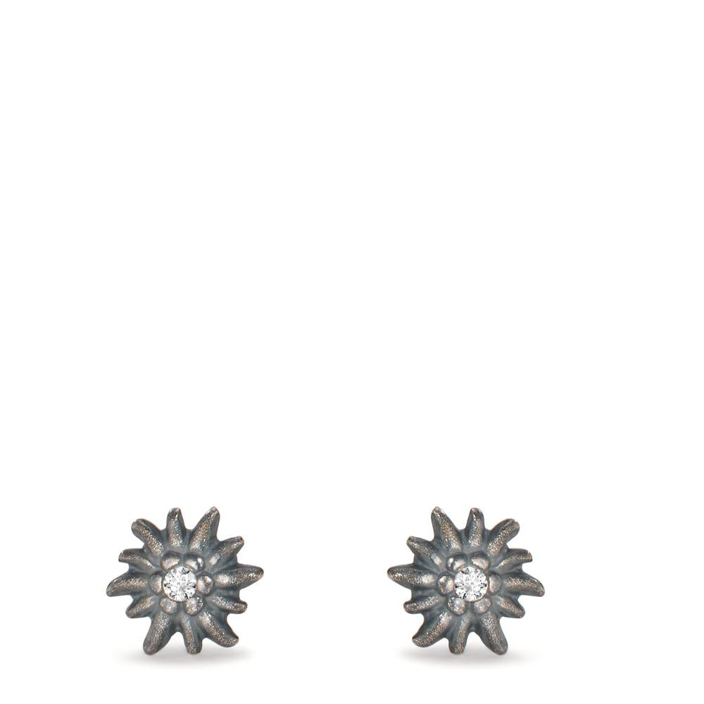 Clous d'oreilles Argent Patinée Edelweiss Ø7 mm