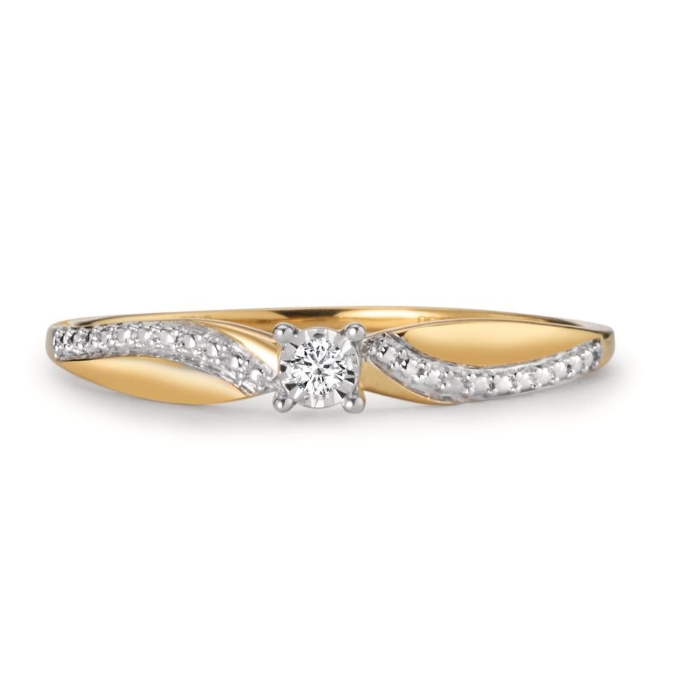 Bague solitaire Or jaune 18K Diamant 0.02 ct, w-si