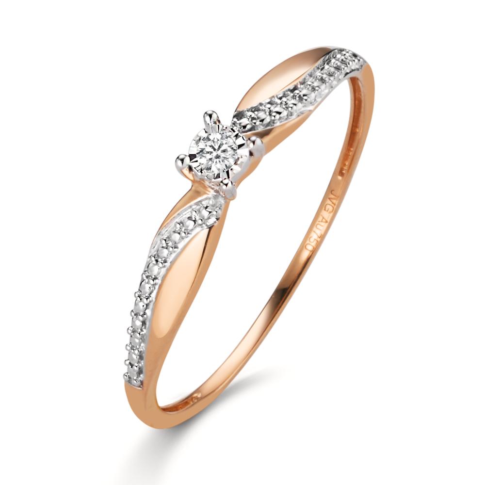 Bague solitaire Or rouge 18K Diamant 0.02 ct, w-si