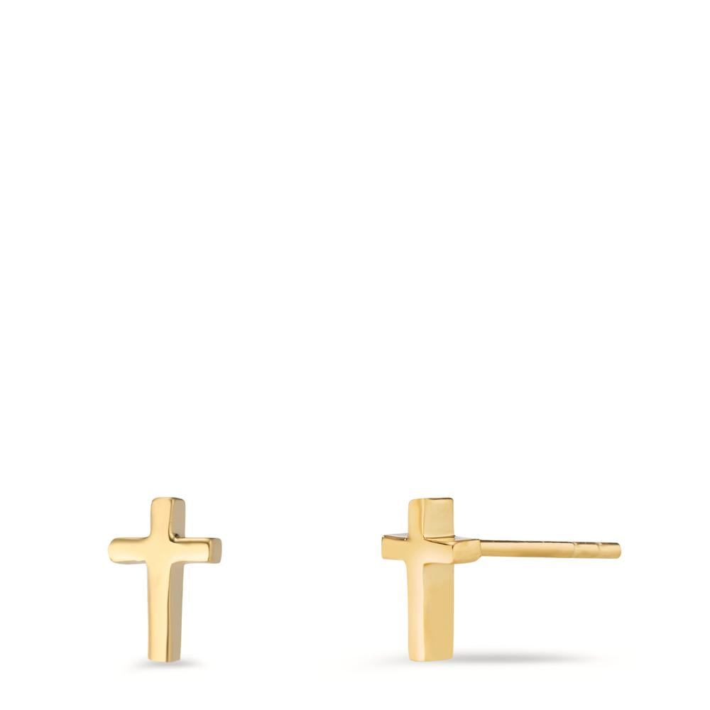 Clous d'oreilles Or jaune 18K Croix