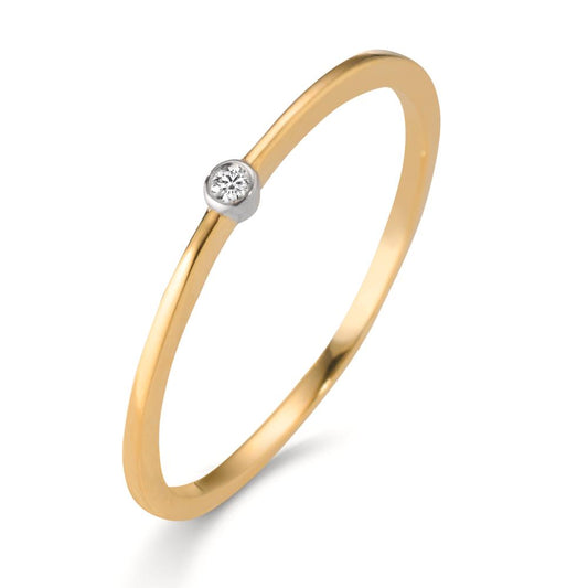 Bague à superposer Or jaune 18K Cultivé en laboratoire de diamant 0.01 ct Bicolore