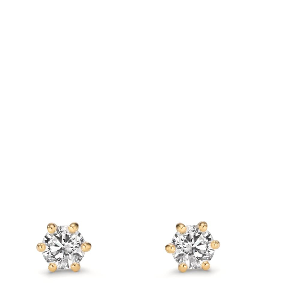 Clous d'oreilles Or jaune 18K Cultivé en laboratoire de diamant 0.40 ct, 2 Pierres Ø4.4 mm