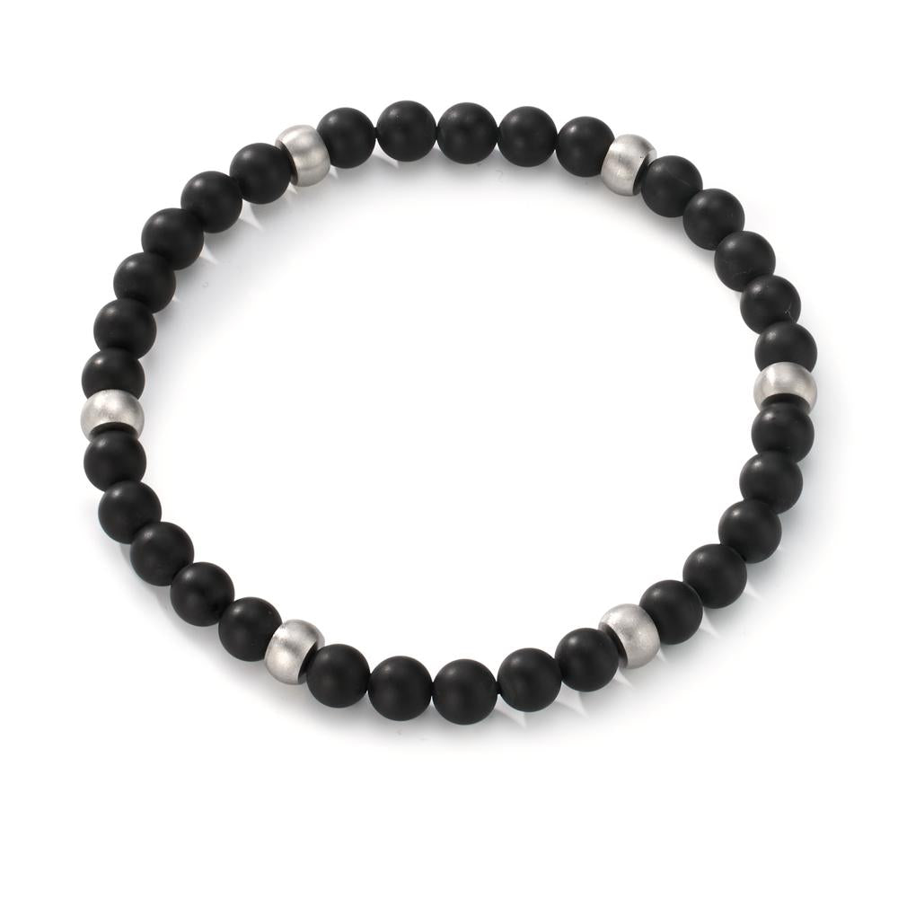 Bracelet Acier inoxydable Agate noir 20 cm Ø6.5 mm