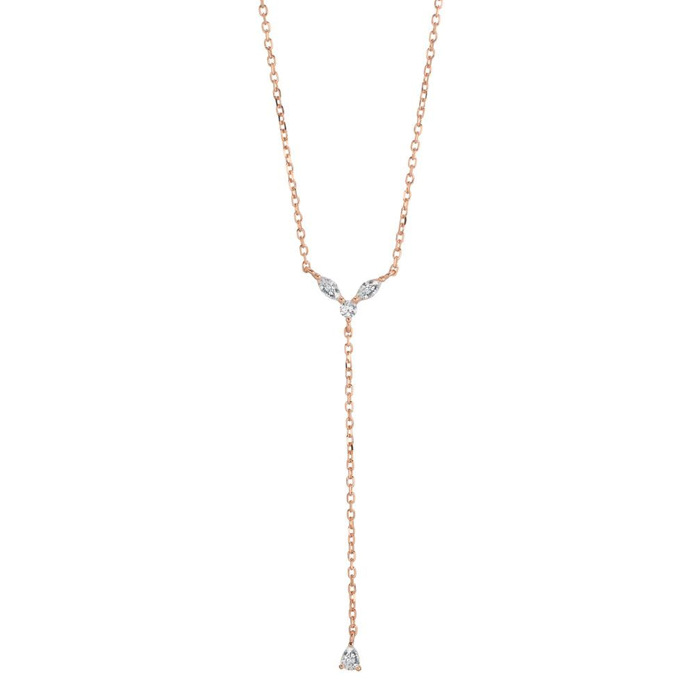 Collier Zilver Zirkonia 4 Steen Rosé Verguld 40-45 cm