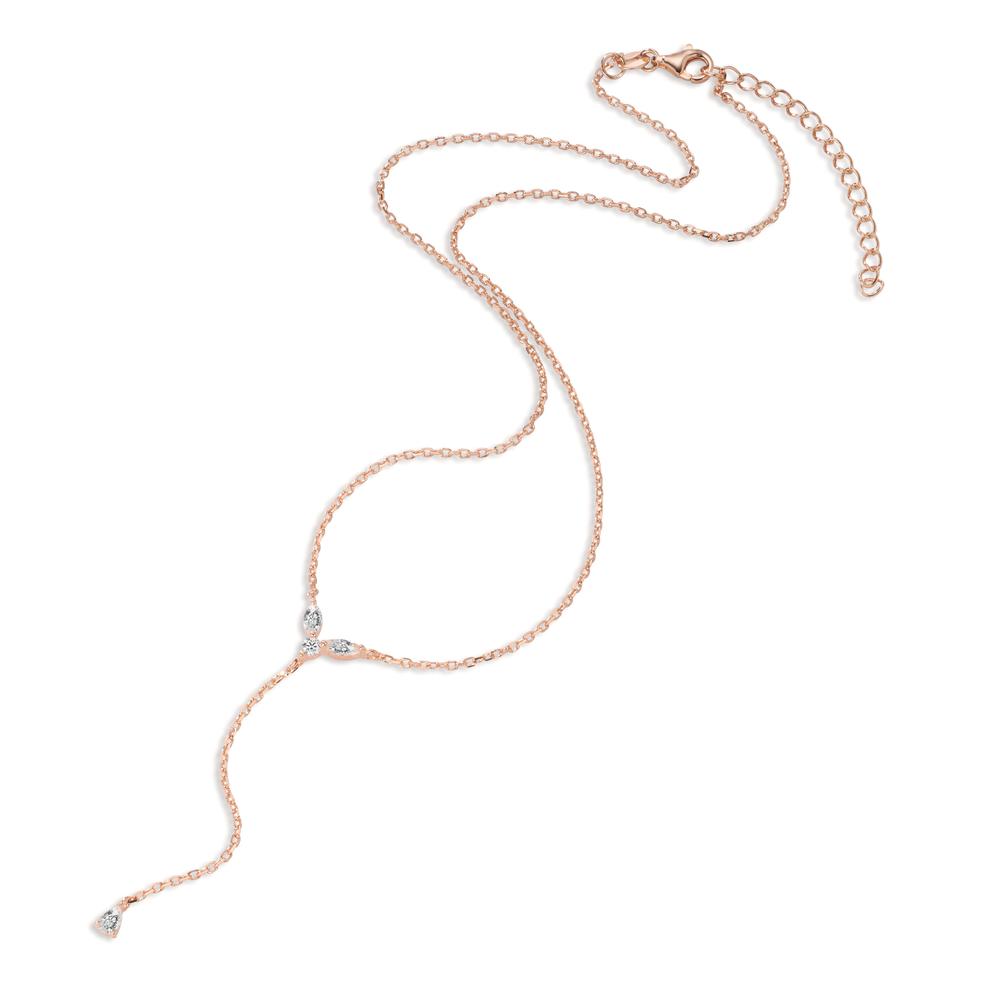 Collier Zilver Zirkonia 4 Steen Rosé Verguld 40-45 cm