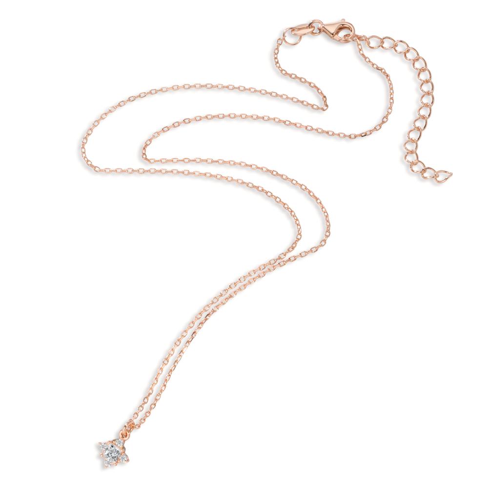 Collier Zilver Zirkonia 5 Steen Rosé Verguld 40-45 cm