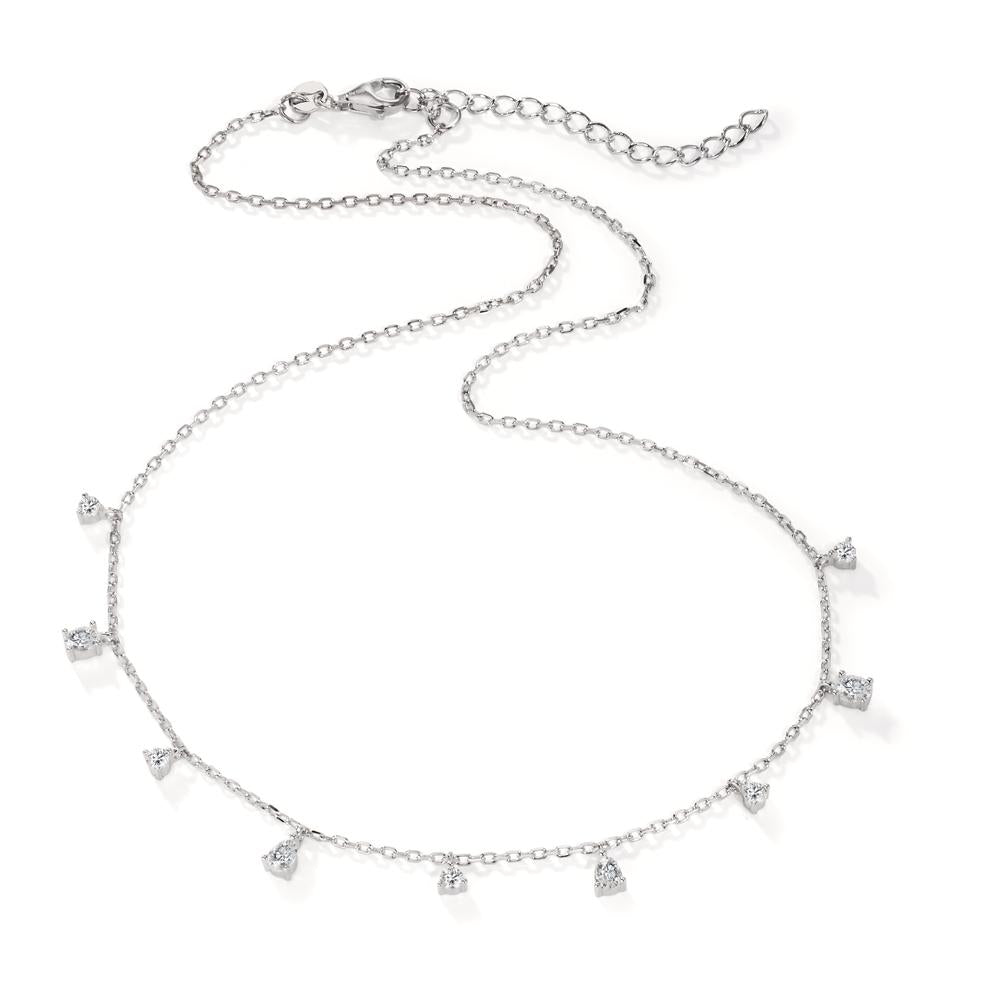 Collier Zilver Zirkonia 9 Steen Gerhodineerd 40-45 cm