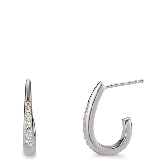 Pendant d'oreilles Argent Zircone 14 Pierres Rhodié