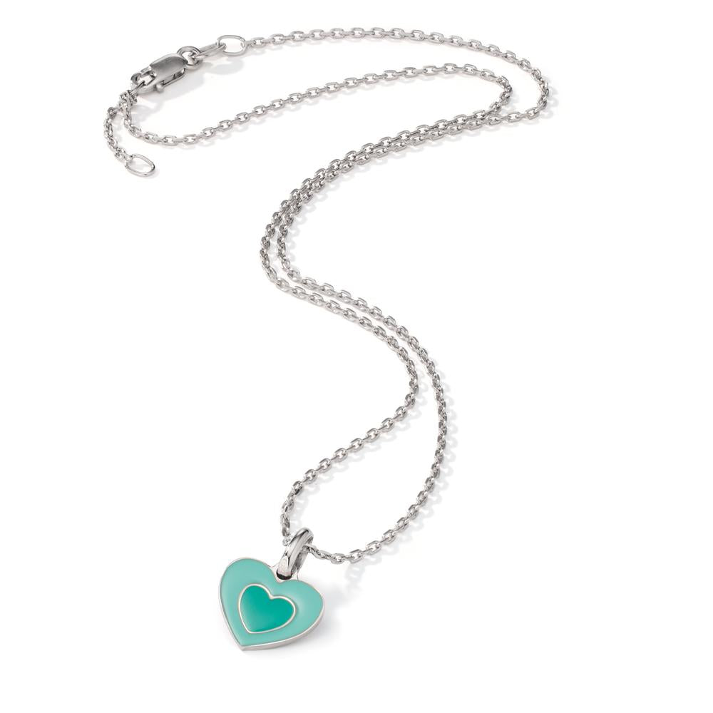 Chaînette avec pendentif Argent Rhodié Coeur 36-38 cm