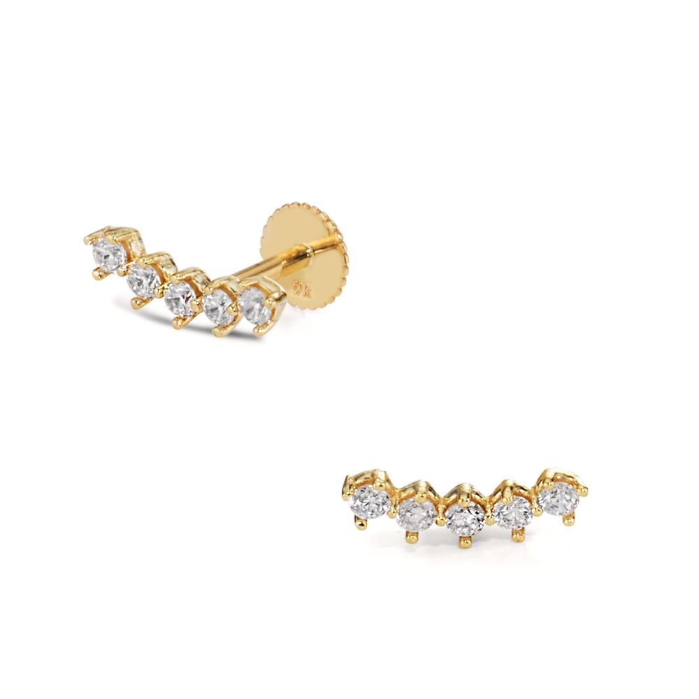 Piercing Or jaune 9K Zircone 5 Pierres