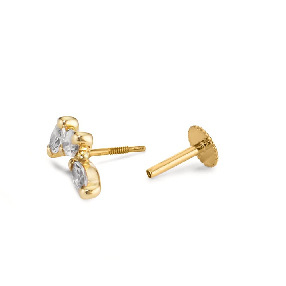 Piercing Or jaune 9K Zircone 3 Pierres