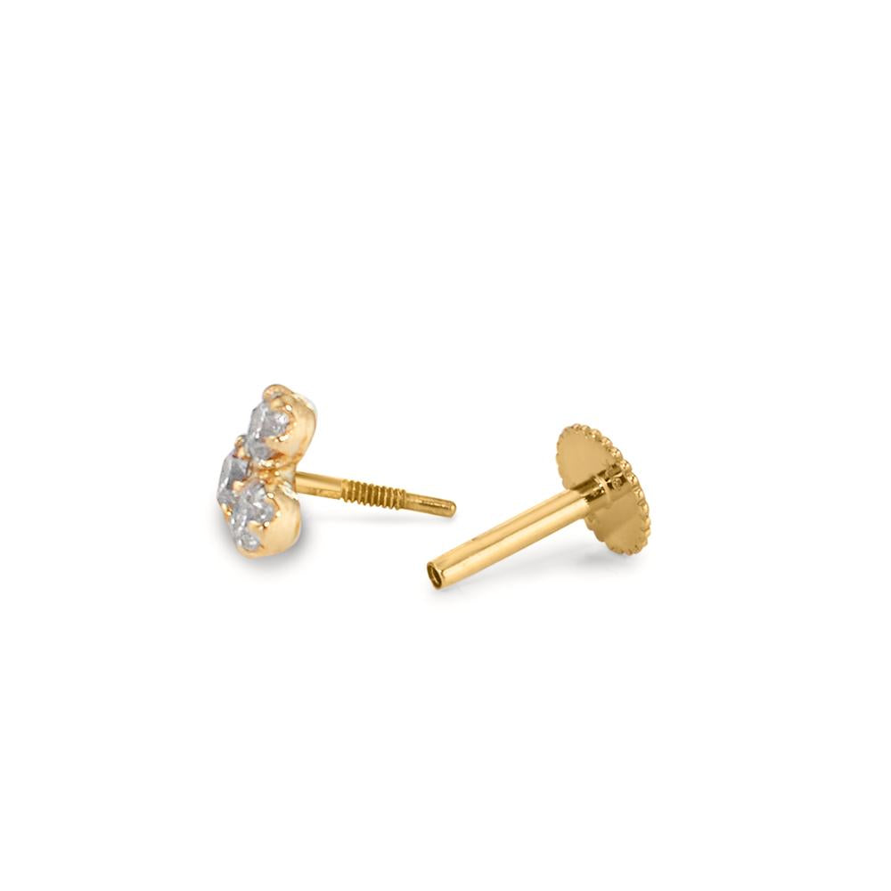 Piercing 375/9 K Gelbgold Zirkonia 3 Steine Ø3.5 mm