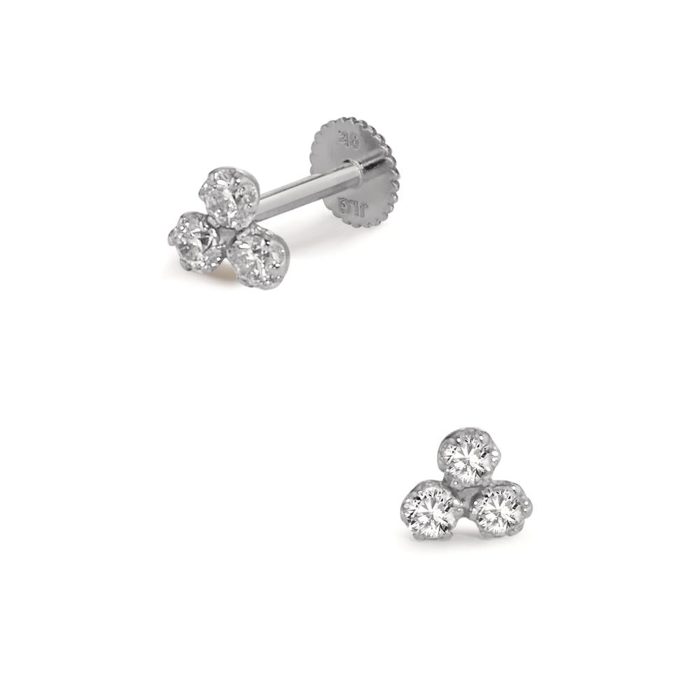 Piercing Or blanc 9K Zircone 3 Pierres Ø3.5 mm