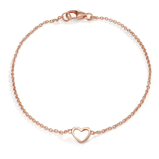 Armband Zilver Rosé Verguld Hart 18 cm