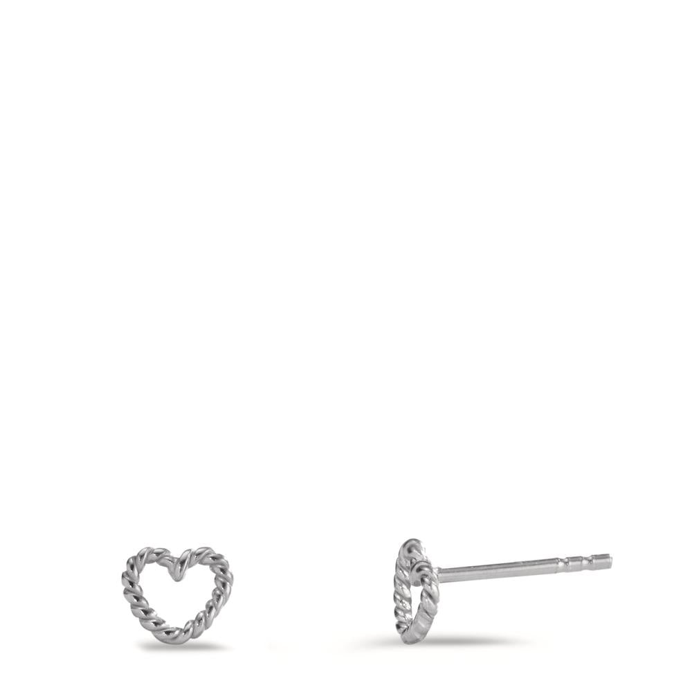 Clous d'oreilles Argent Rhodié Coeur Ø6 mm