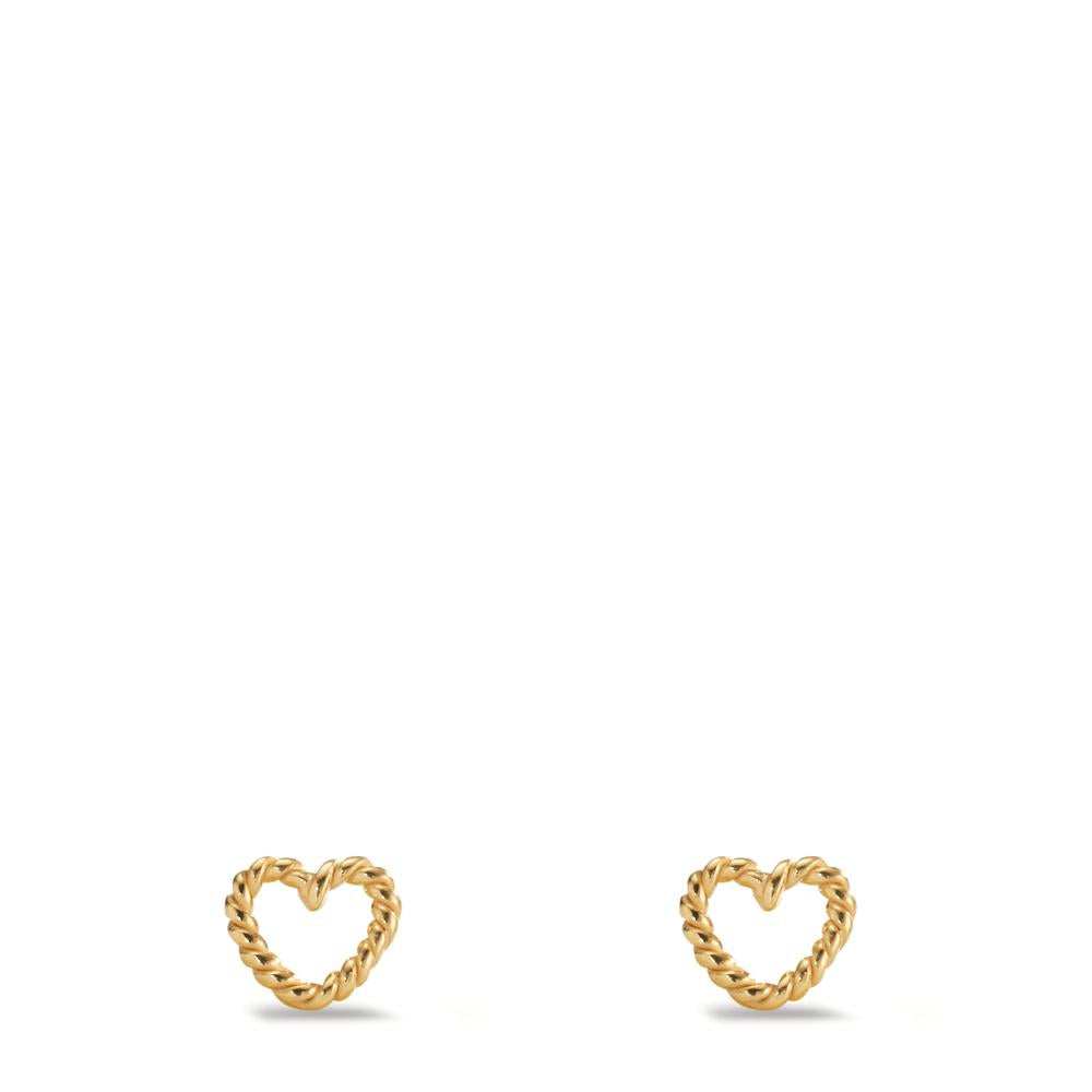 Clous d'oreilles Argent jaune Plaqué or Coeur Ø6 mm