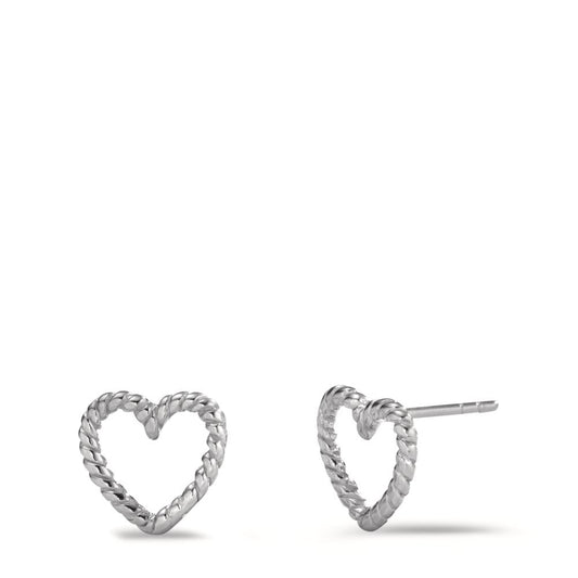 Clous d'oreilles Argent Rhodié Coeur Ø10 mm