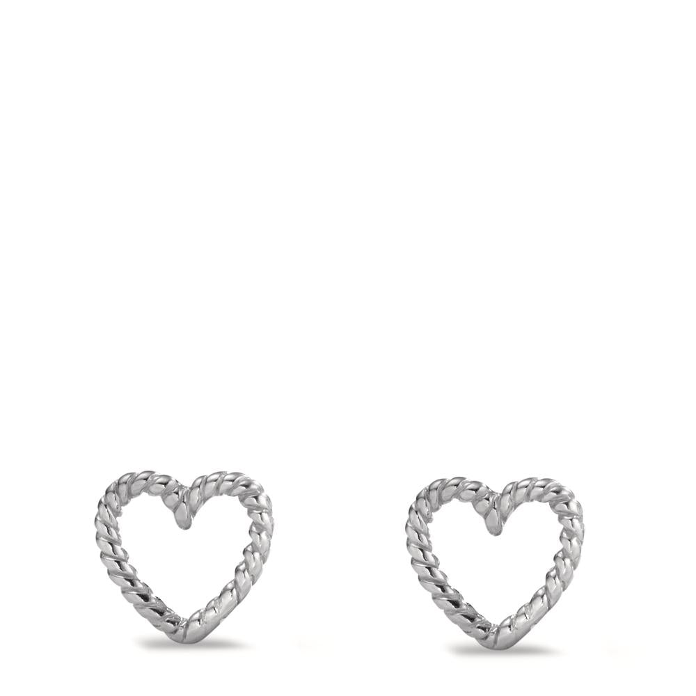 Clous d'oreilles Argent Rhodié Coeur Ø10 mm