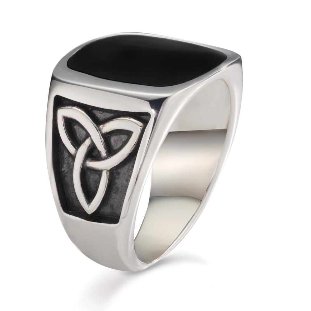 Bague Argent Onyx Rhodié