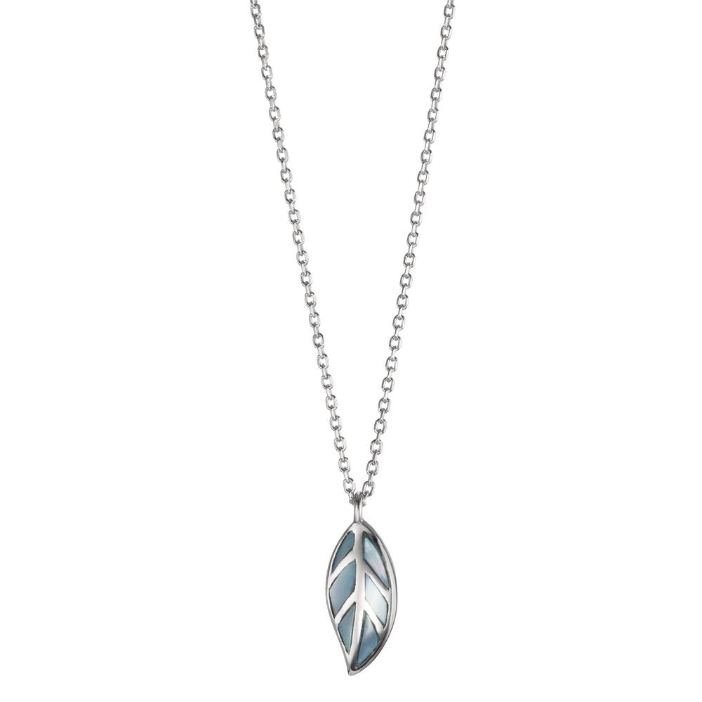 Collier Argent Rhodié nacre Feuille 36-38 cm