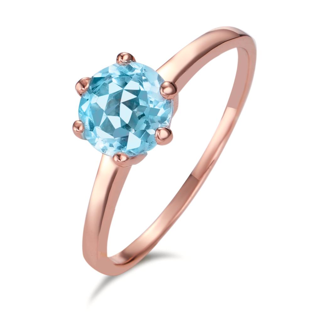Ring Zilver Topaas blauw, 7 mm Rosé Verguld