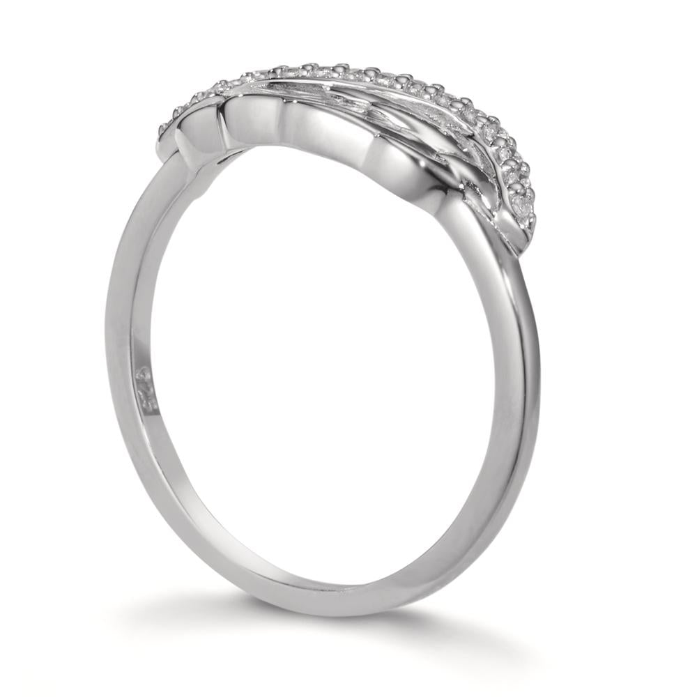 Fingerring Silber Zirkonia 15 Steine rhodiniert Flügel