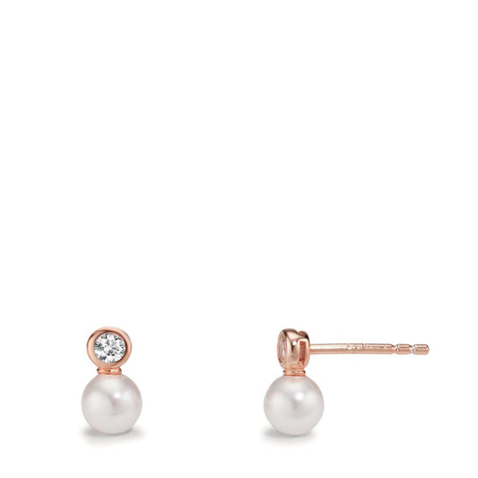 Ohrstecker Silber Zirkonia 2 Steine rosé vergoldet shining Pearls