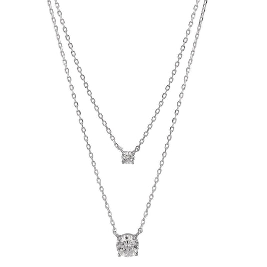 Collier Argent Zircone 2 Pierres Rhodié 40-45 cm