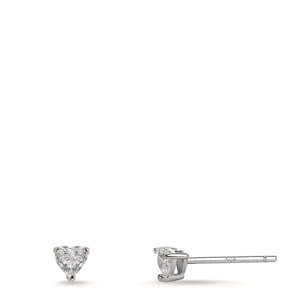 Clous d'oreilles Argent Zircone 2 Pierres Rhodié Ø3.5 mm