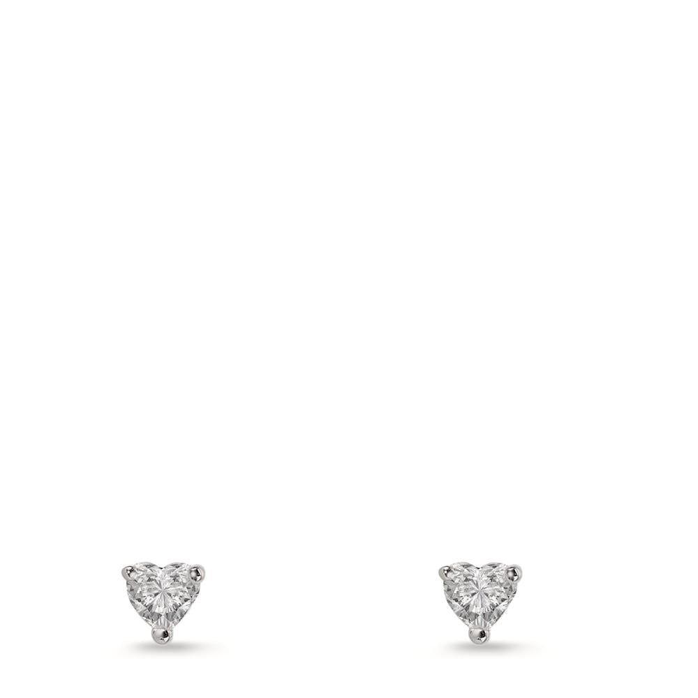 Clous d'oreilles Argent Zircone 2 Pierres Rhodié Ø3.5 mm